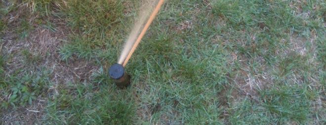 Sprinkler with iron water